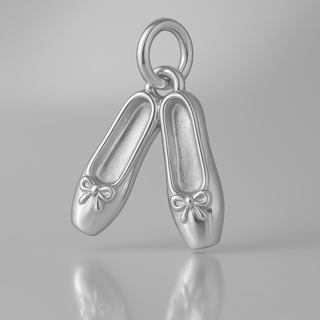 9ct White Gold - Ballet Shoes Charm