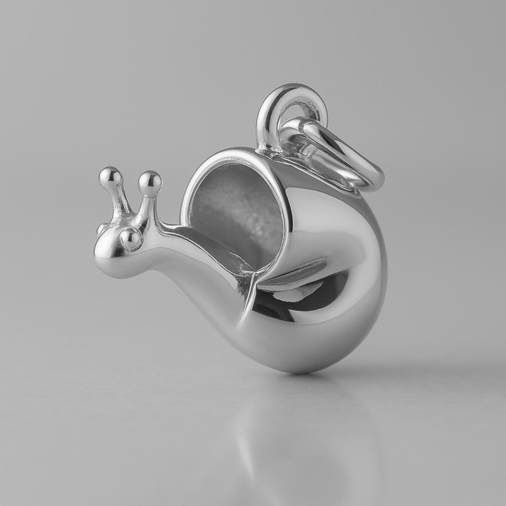 9ct White Gold - Garden Snail Charm