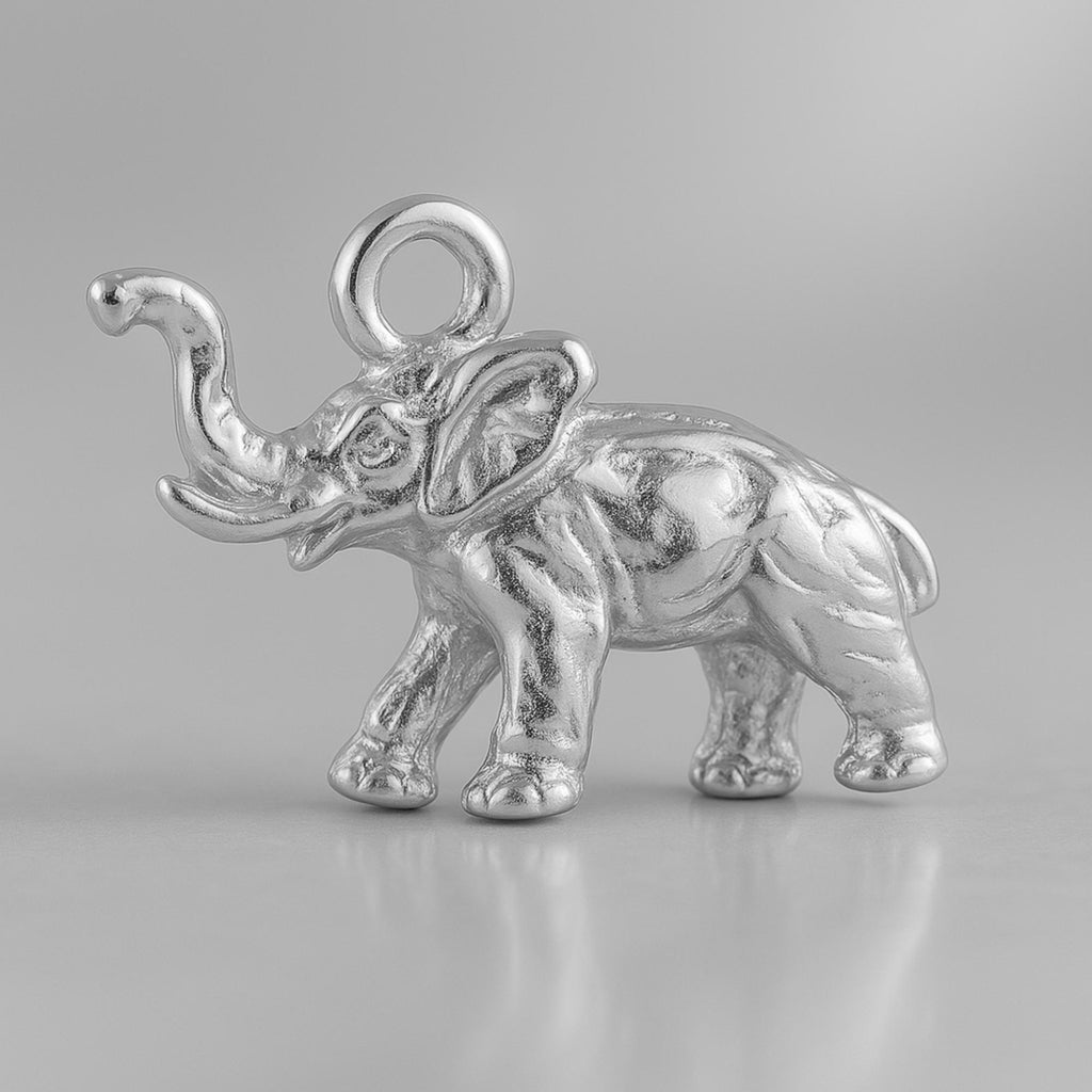 18ct White Gold - African Forest Elephant Charm