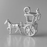 9ct White Gold - Horse Drawn Carriage Charm