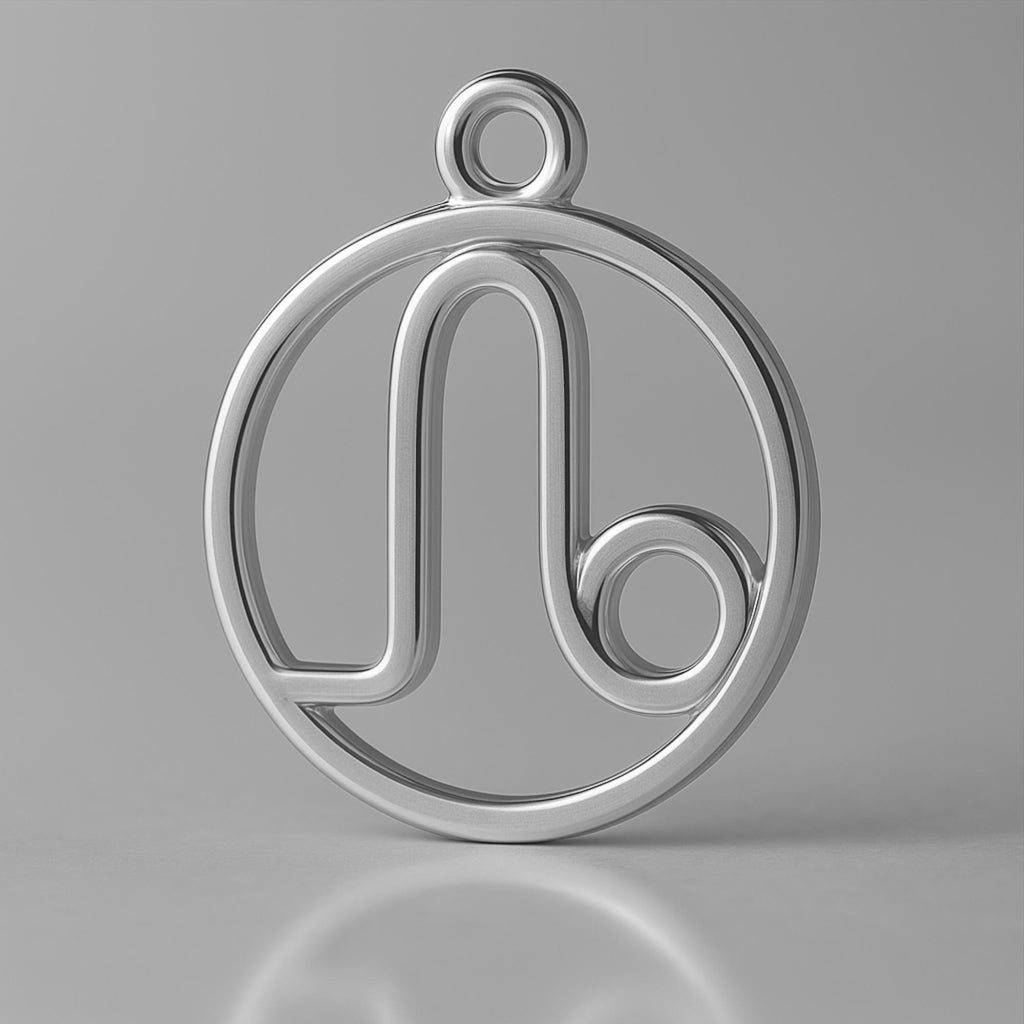 18ct White Gold - Leo Zodiac Round Charm