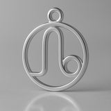 18ct White Gold - Leo Zodiac Round Charm