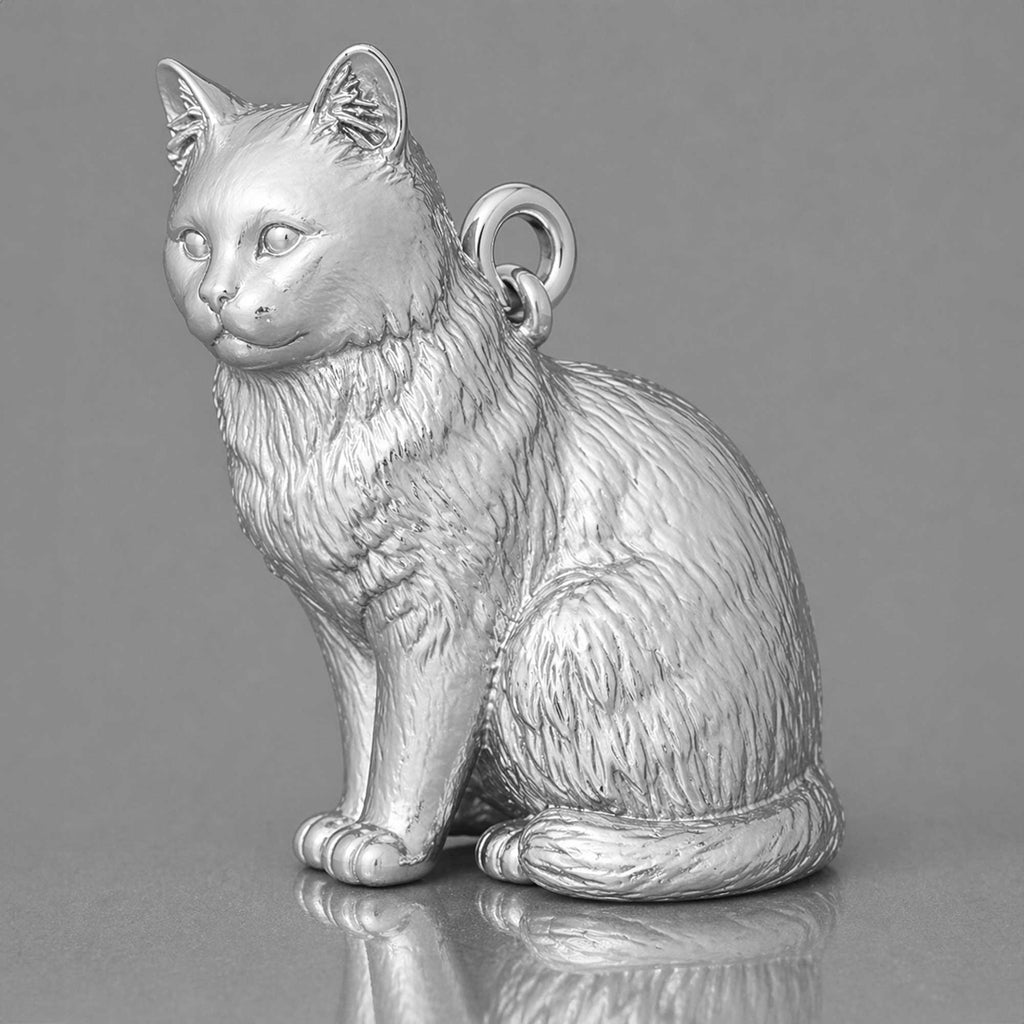 9ct White Gold - Birman Cat Charm