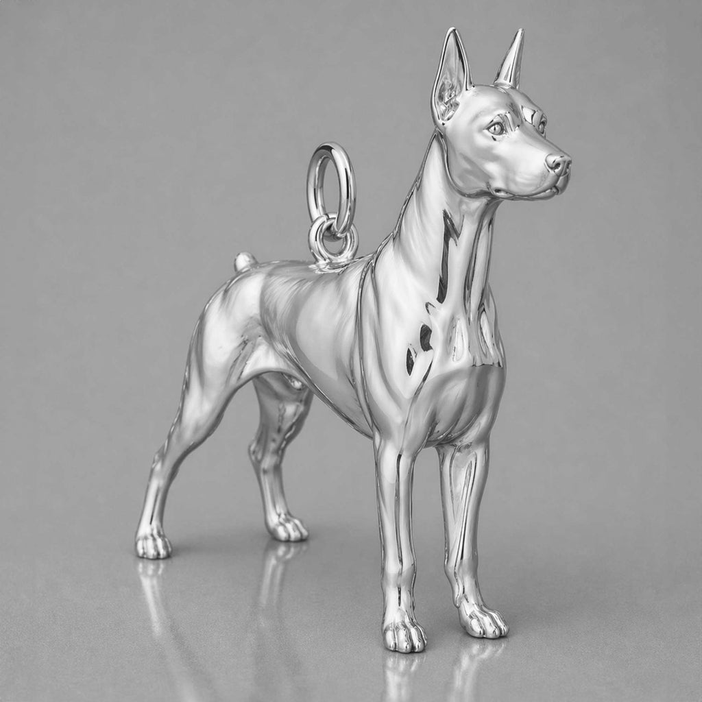 9ct White Gold - Doberman Pinscher Dog Charm