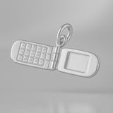 18ct White Gold - Vintage Flip Phone Charm