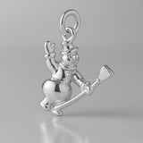 9ct White Gold - Flying Snowman Charm