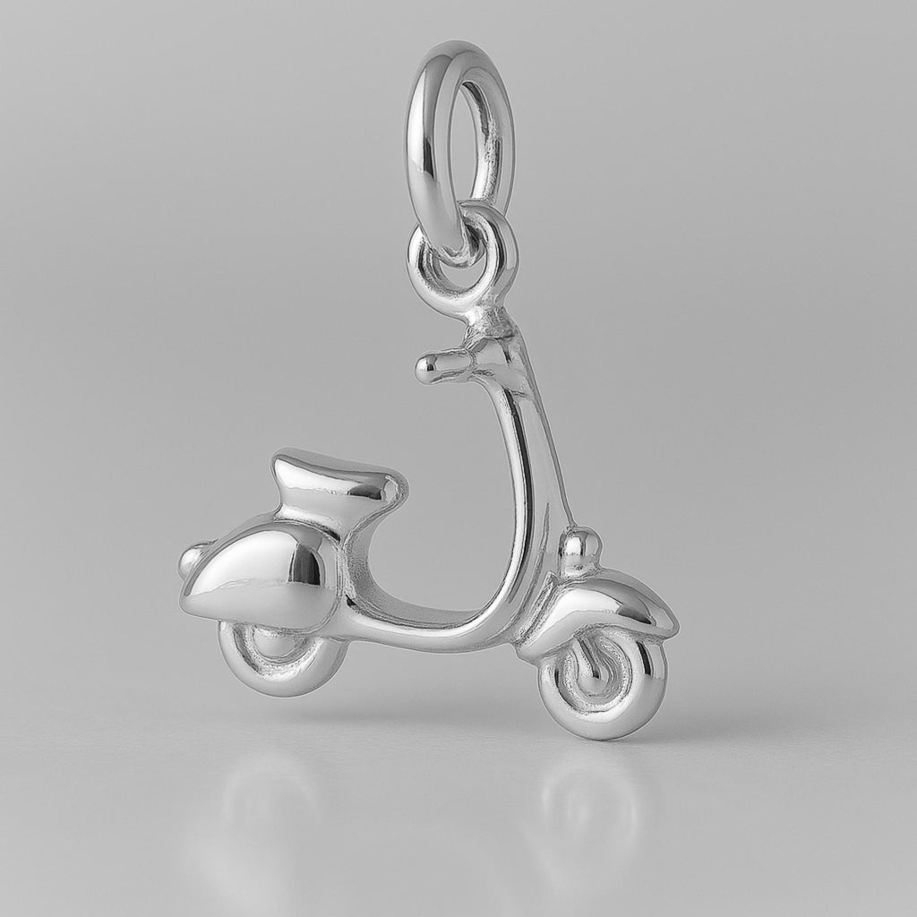 9ct White Gold - Vespa Motor Scooter Charm