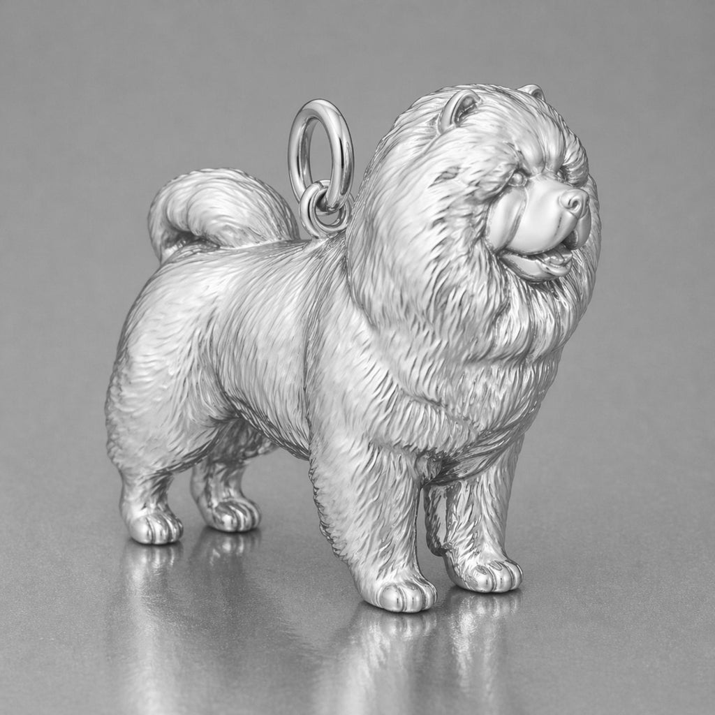 9ct White Gold - Chow Chow Dog Charm
