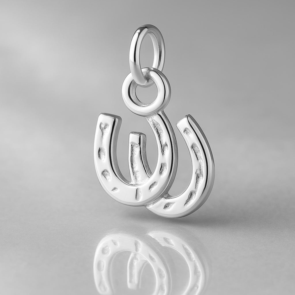 18ct White Gold - Double Horseshoe Charm