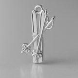 18ct White Gold - Classic Ski's and Poles Charm