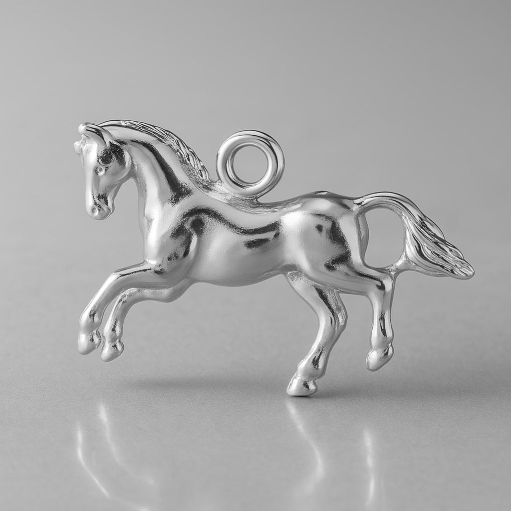9ct White Gold - Leaping Horse Charm