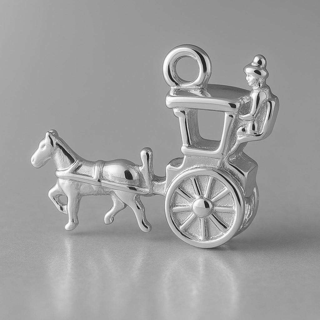 18ct White Gold - Horse Drawn Carriage Charm