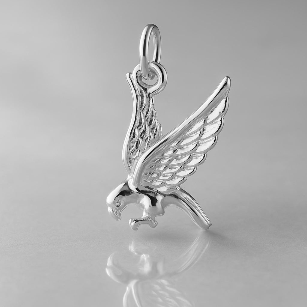 9ct White Gold - Soaring Eagle Charm