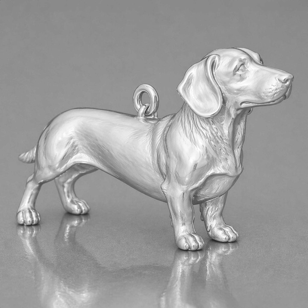 18ct White Gold - Dachshund Dog Charm