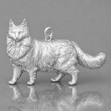 9ct White Gold - Norwegian Forest Cat Charm