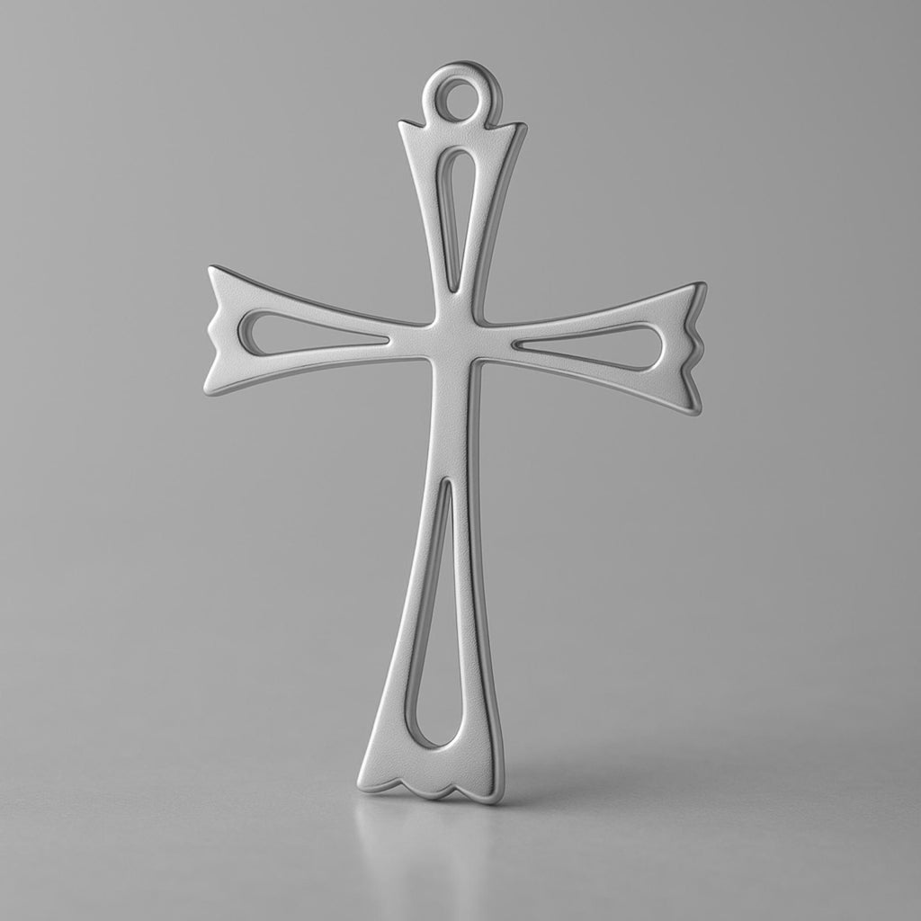 18ct White Gold - Openwork Crucifix Charm