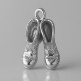 9ct White Gold - Rustic Work Boots Charm