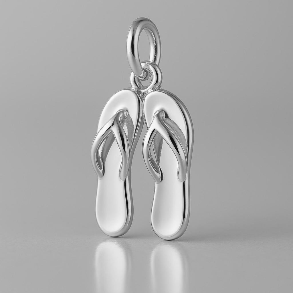 9ct White Gold - Flip Flop Thong Pair Charm