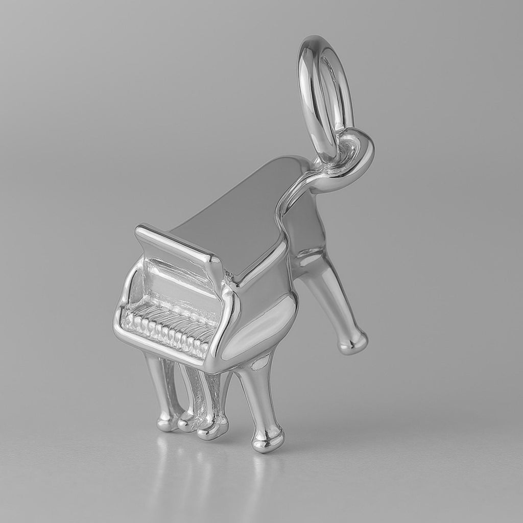 18ct White Gold - Classic Grand Piano Charm