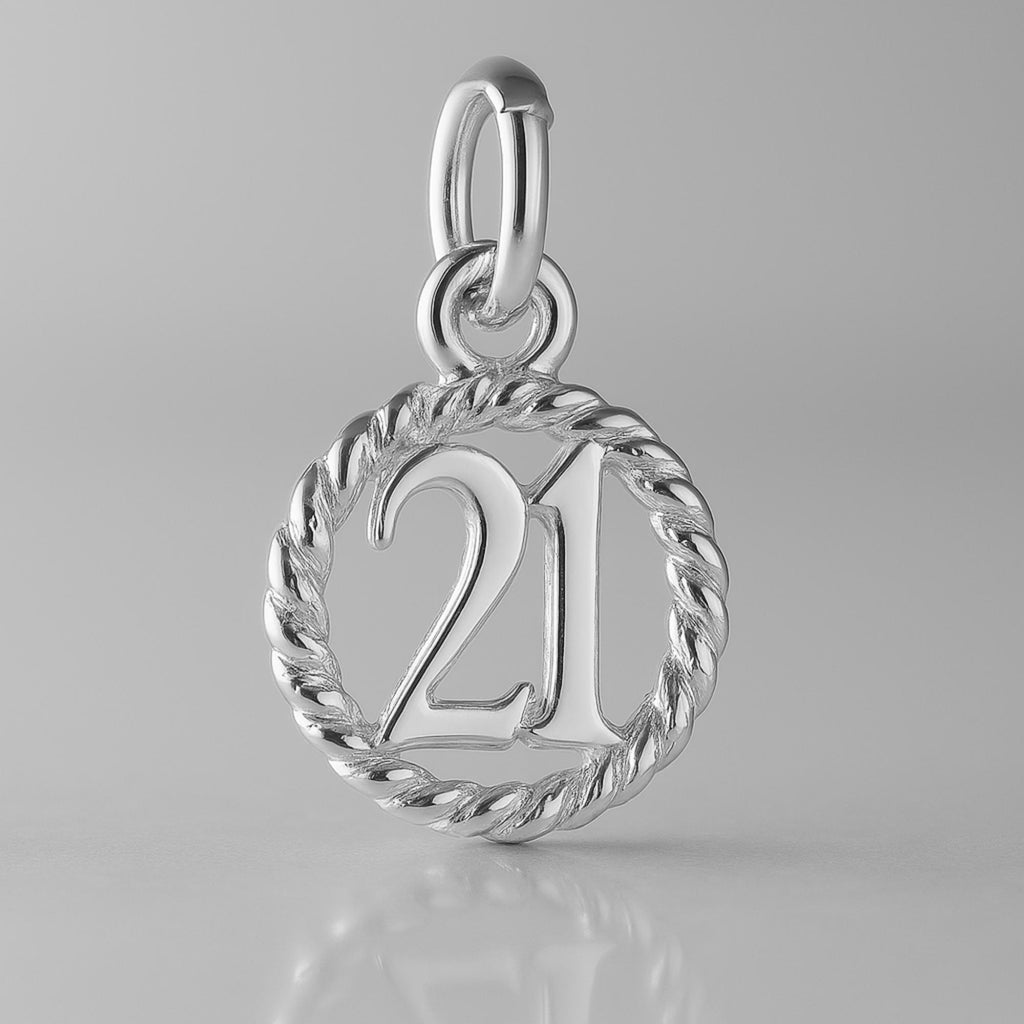 9ct White Gold - 21 Wreath Pendant Charm