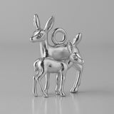 9ct White Gold - Woodlands Deer & Fawn Charm