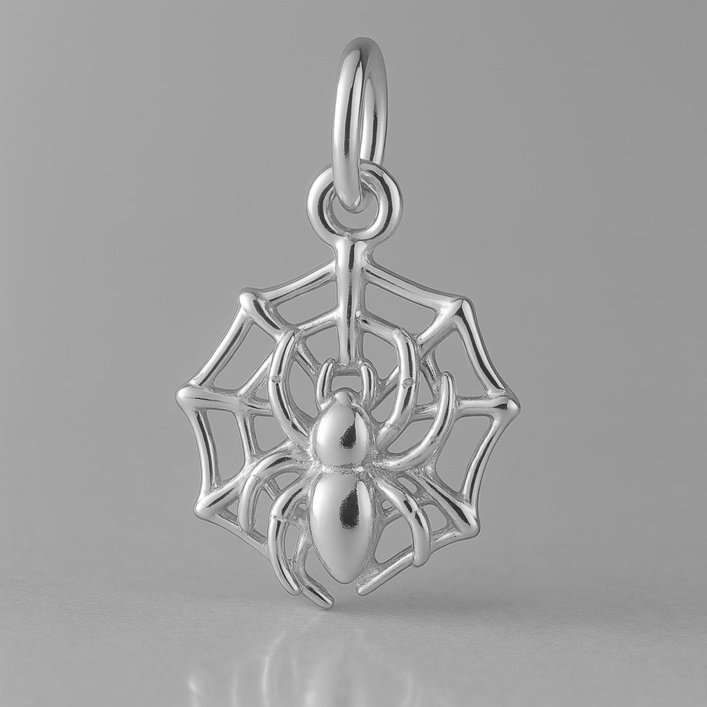 9ct White Gold - Spider Web Charm