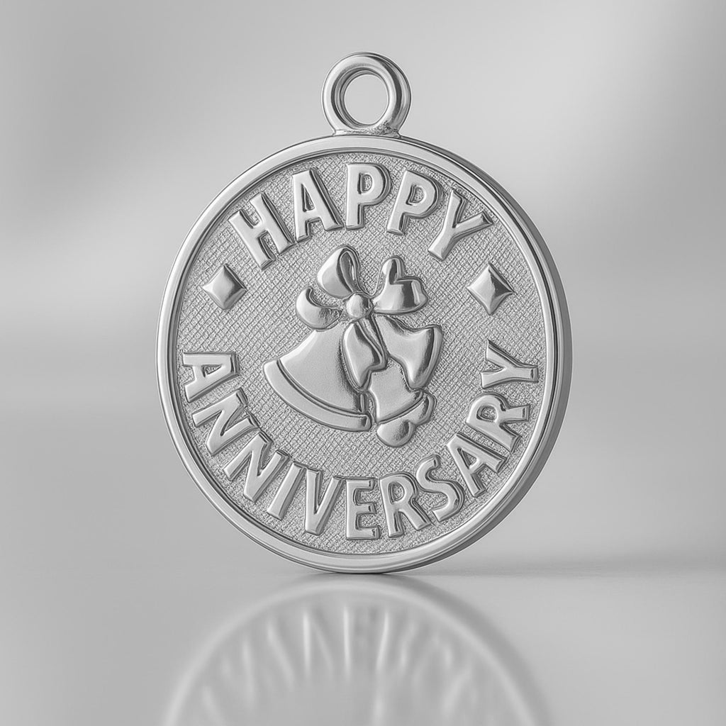 18ct White Gold - Happy Anniversary Amulet Charm