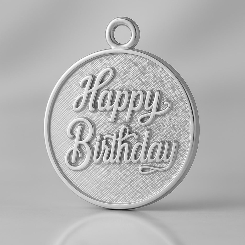 18ct White Gold - Happy Birthday Amulet Charm