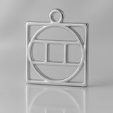 18ct White Gold - Gemini Zodiac Square Charm