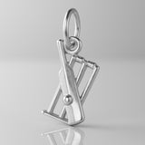 18ct White Gold - Cricket Bat & Stumps Charm