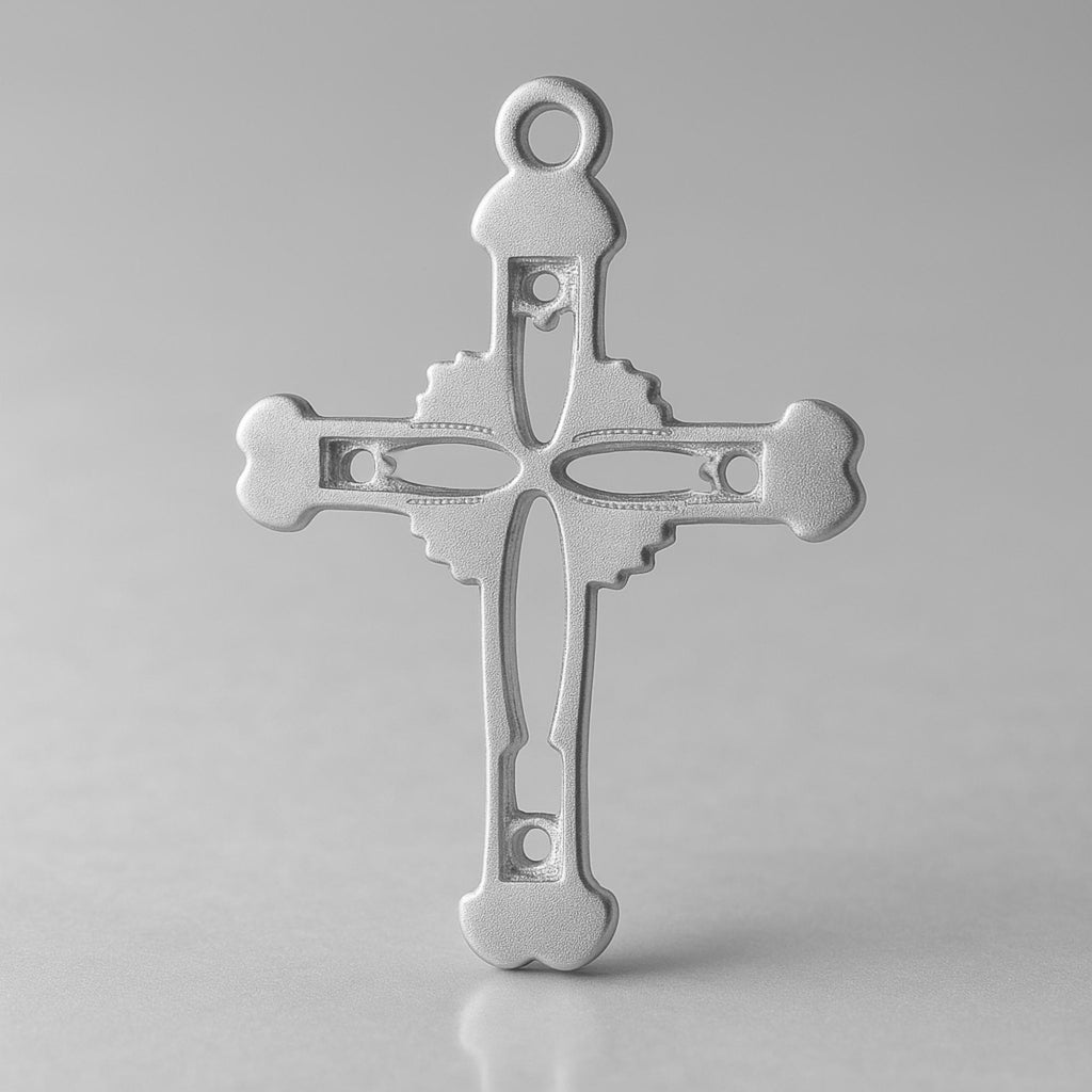 18ct White Gold - Ornate Open Crucifix Charm