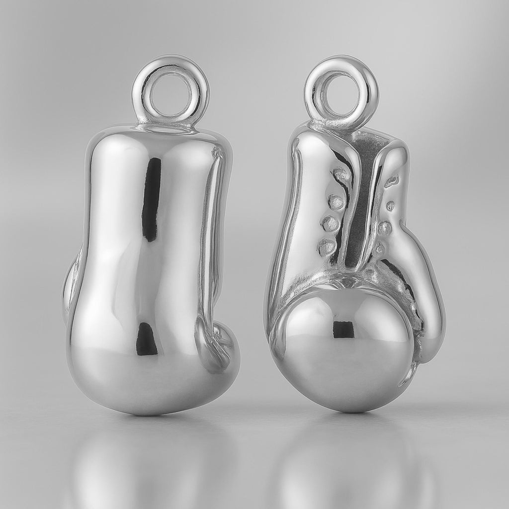9ct White Gold - Lace-Up Boxing Gloves Charm