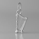 18ct White Gold - Classic Column Harp Charm