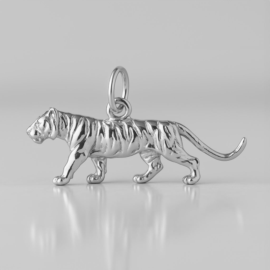 9ct White Gold - Siberian Tiger Charm