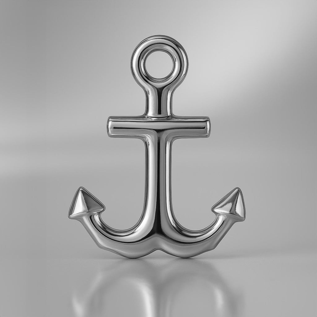18ct White Gold - Bold Anchor Charm