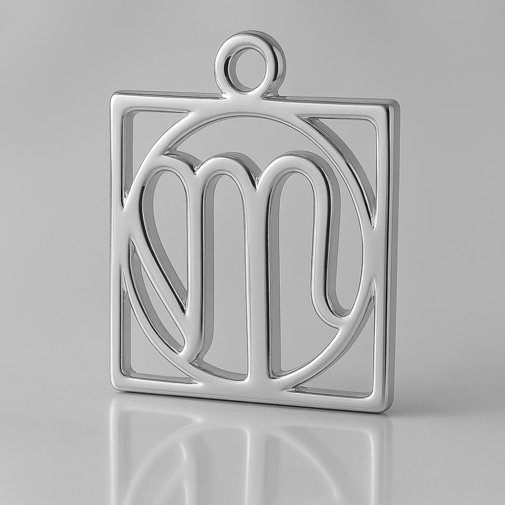 9ct White Gold - Virgo Zodiac Square Charm