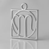 9ct White Gold - Virgo Zodiac Square Charm