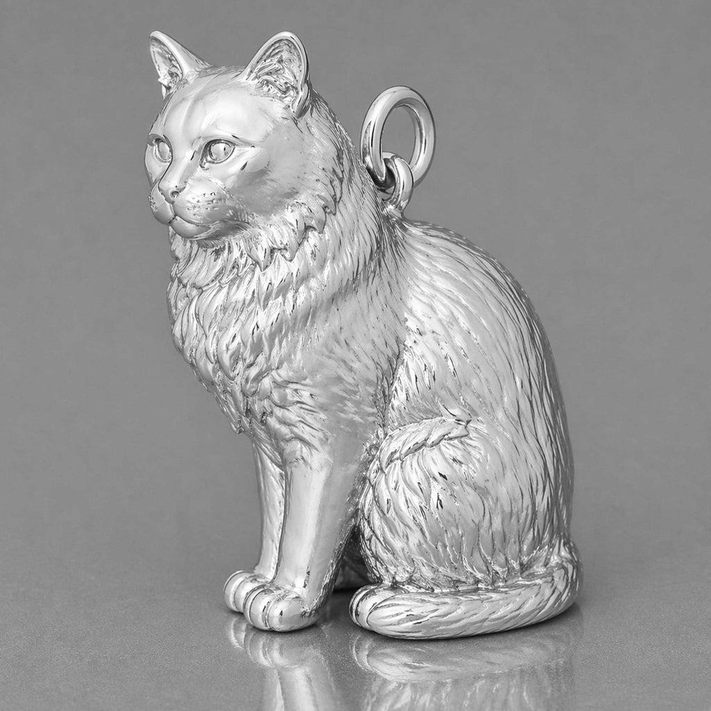 18ct White Gold - Balinese Cat Charm