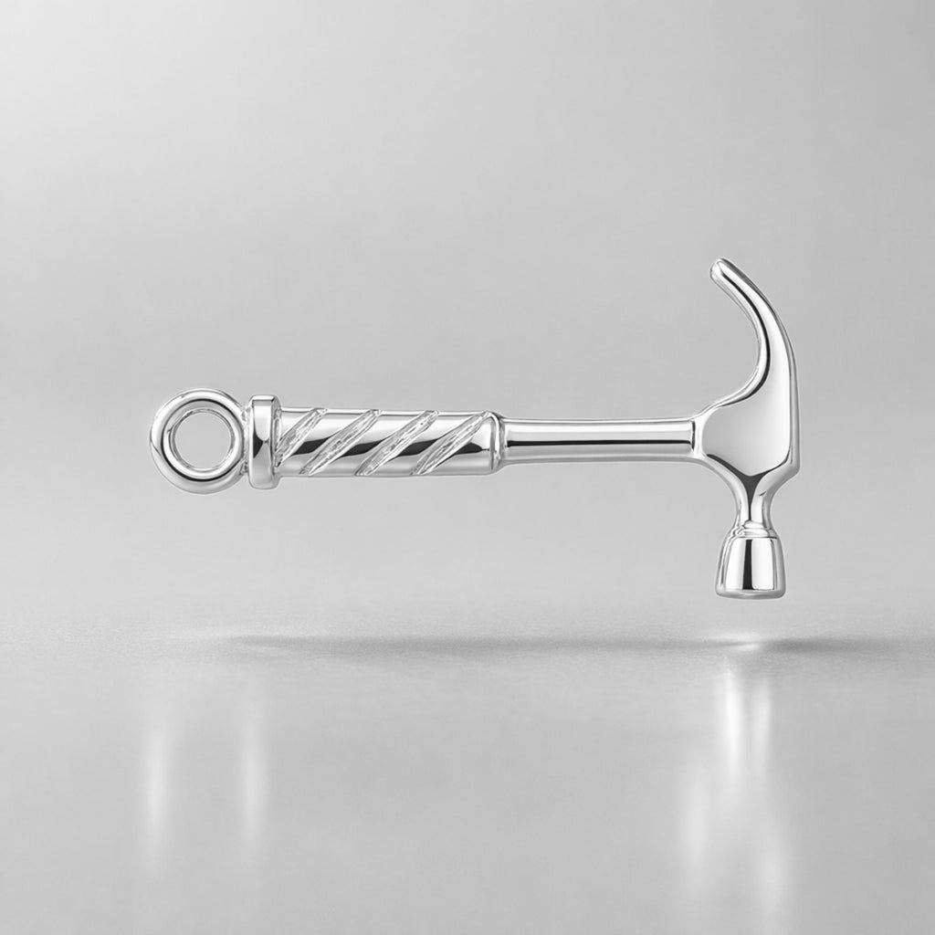 18ct White Gold - Builders Hammer Charm