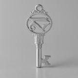 18ct White Gold - Victorian Castle 21 Key Charm
