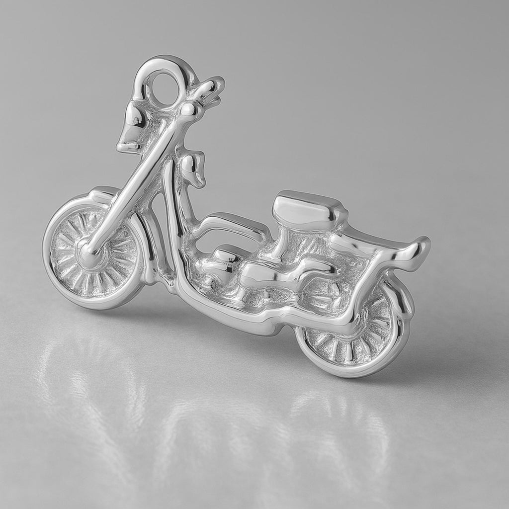 18ct White Gold - Retro Motorbike Charm