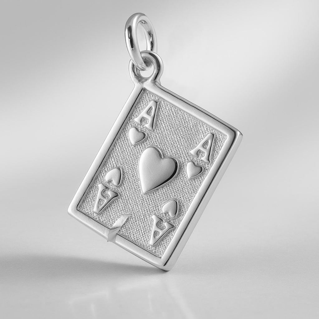 18ct White Gold - Ripped Ace Card Charm