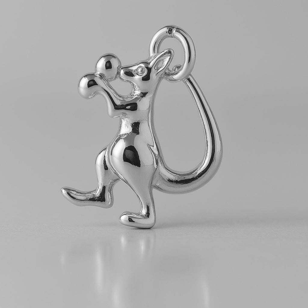 18ct White Gold - Boxing Kangaroo Charm