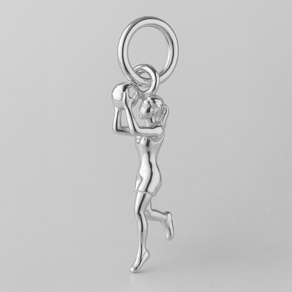 9ct White Gold - Netball Girl Charm