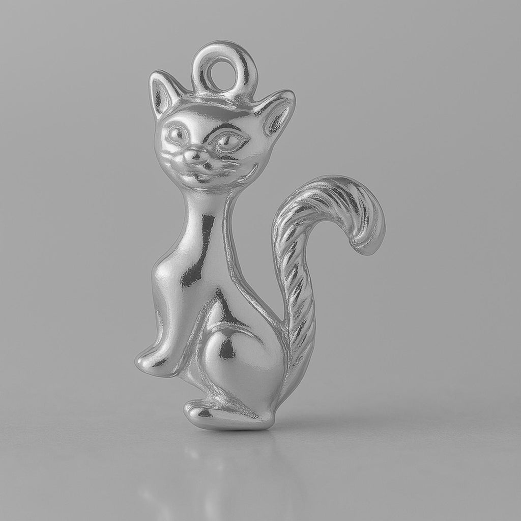 18ct White Gold - Siamese Cat Charm