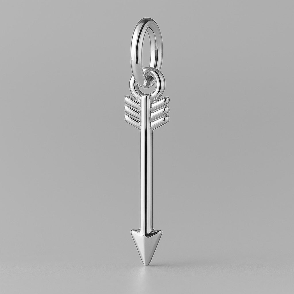 9ct White Gold - Feathered Arrow Charm