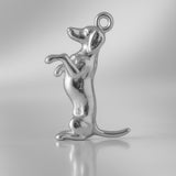9ct White Gold - Playful Dachshund Dog Charm