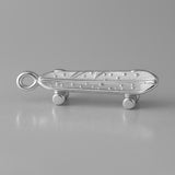 9ct White Gold - Battered Skateboard Charm