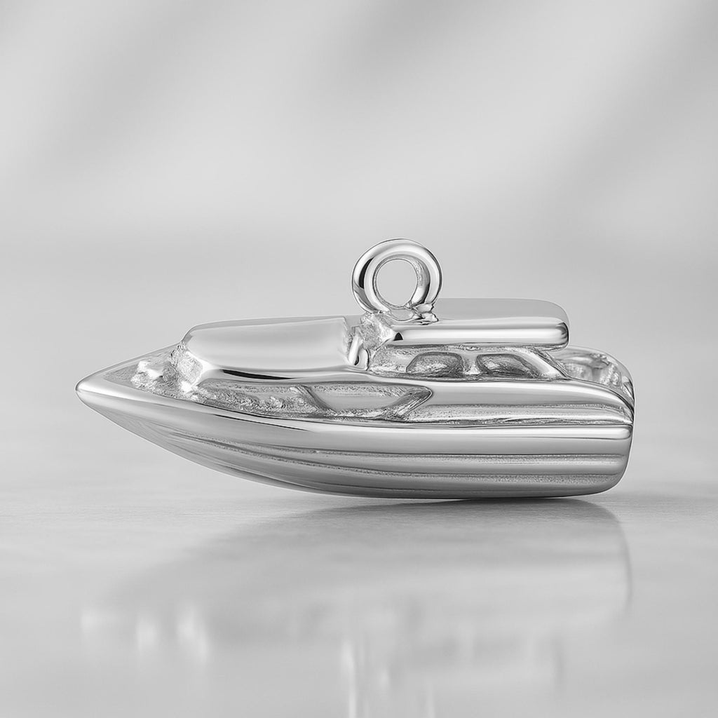18ct White Gold - Powerboat Charm