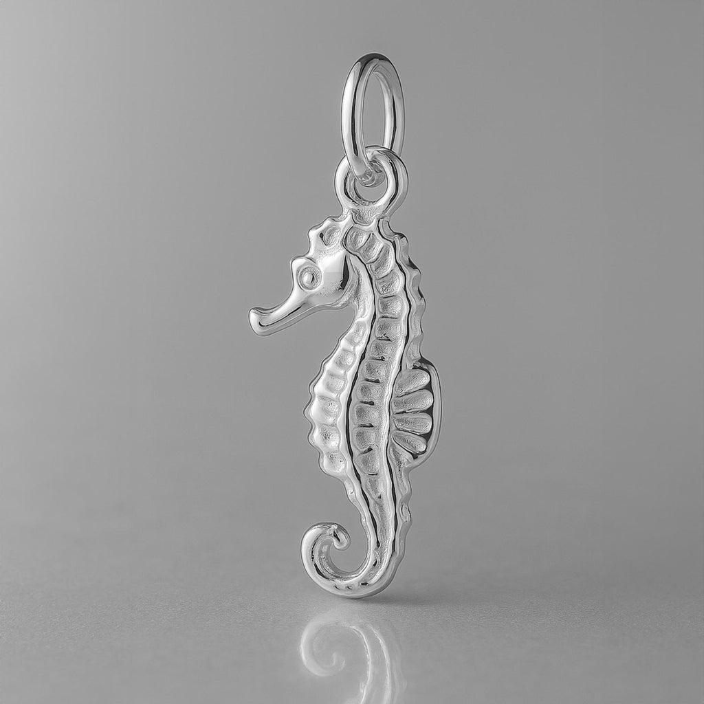 18ct White Gold - Classic Seahorse Charm